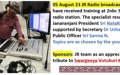 05th August 2023 program broadcasters : Mrs Radha Somanchi & Juniors who received broadcasters training  Topic :  As chosen by Junior broadcasters