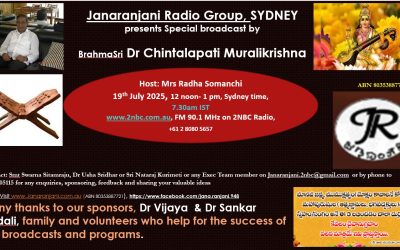 19th July 2025 broadcast details: Brahmasri Dr Chintalapati Muralikrishna gari special programme Host: Mrs Radha Somanchi